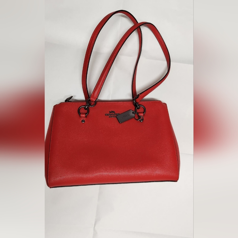 Coach Red Shoulder Bag with Structured Design